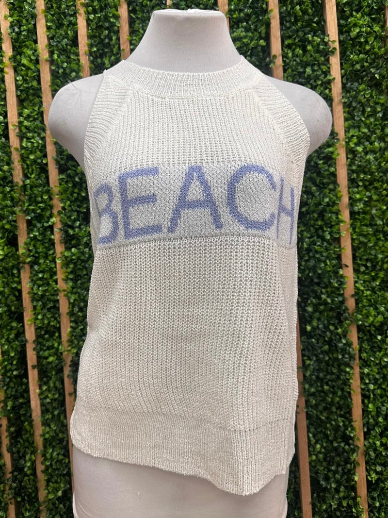 Ivory Beach High Neck Knit Top