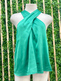 Satin Twist Halter Neck Top