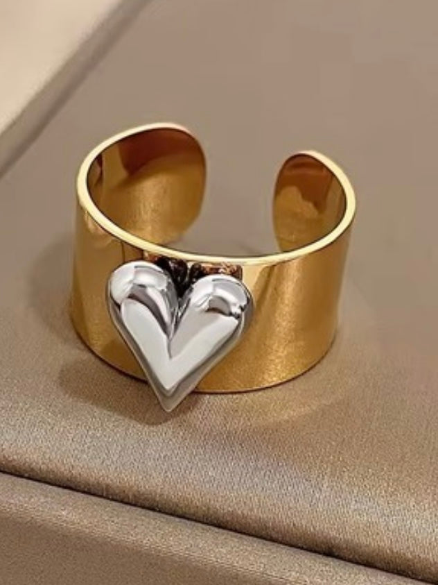 Stainless Steel Heart Detail Ring