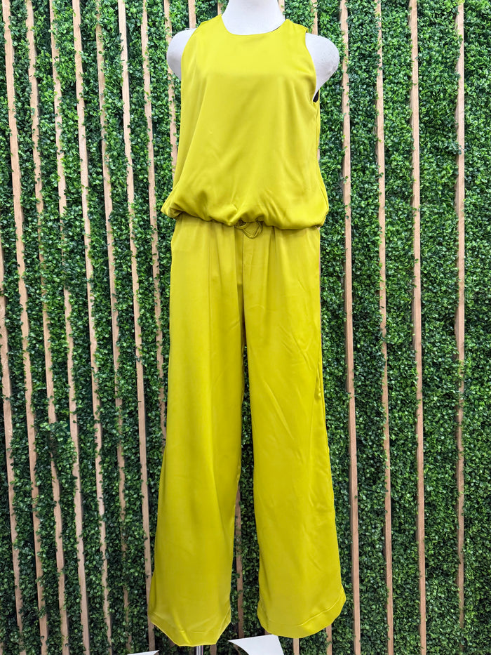 Lime Satin Sleeveless Top