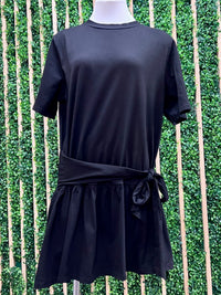 Black Front Tie Dropwaist T Shirt Dress