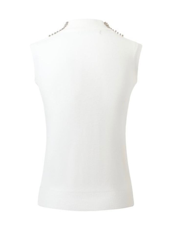 Ivory Celeste Crystal Trim Knit Top