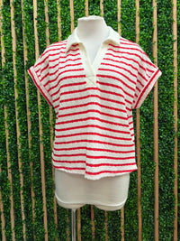 Red Seaside Stripe Lounge Set