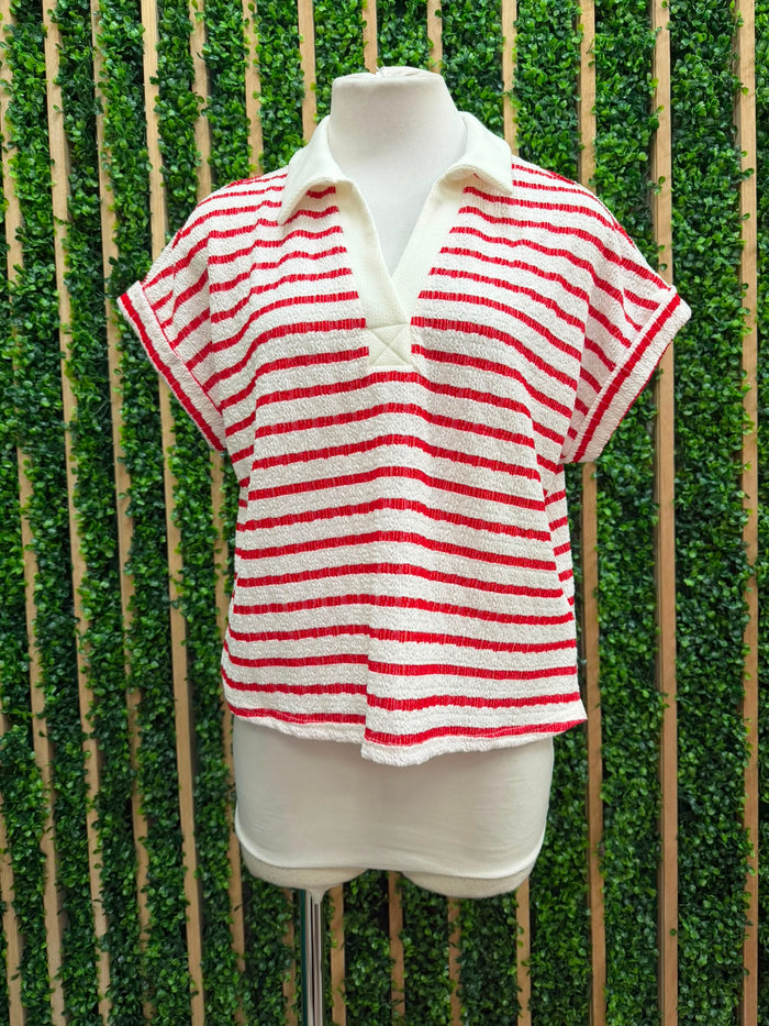 Red Seaside Stripe Lounge Set