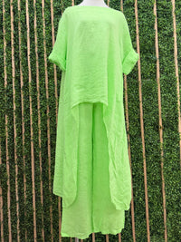 Fluorescent Linen Hi Low Palazzo Set