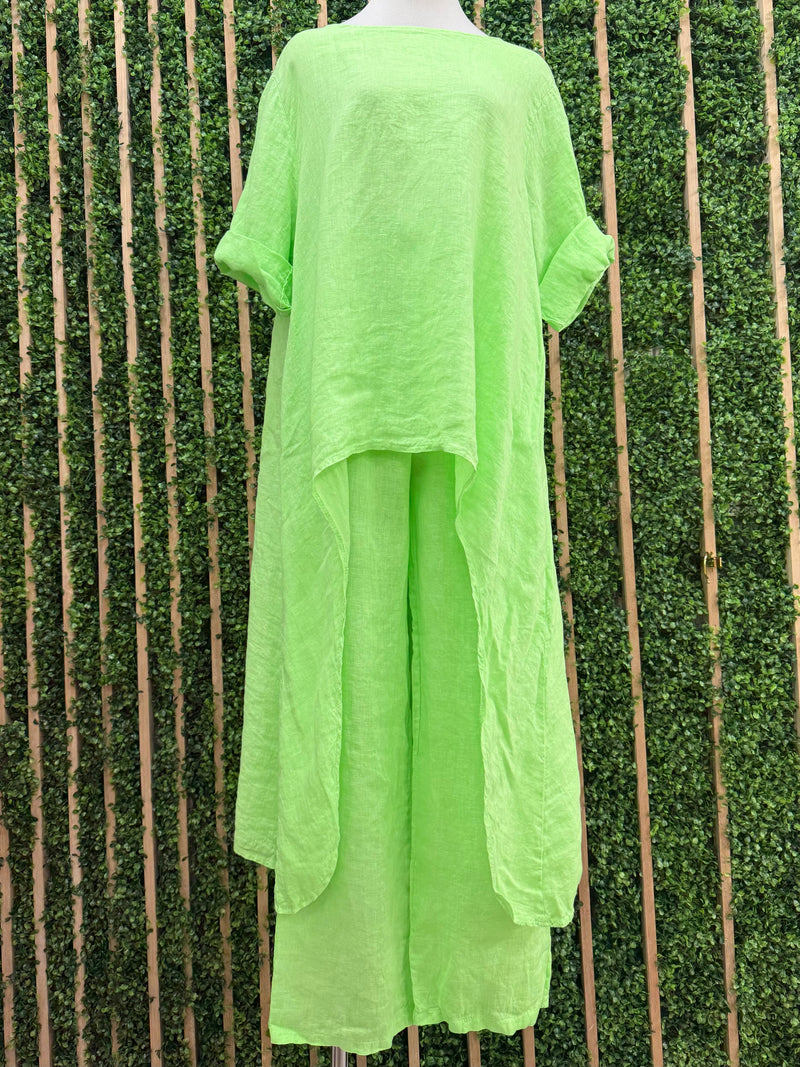 Fluorescent Linen Hi Low Palazzo Set