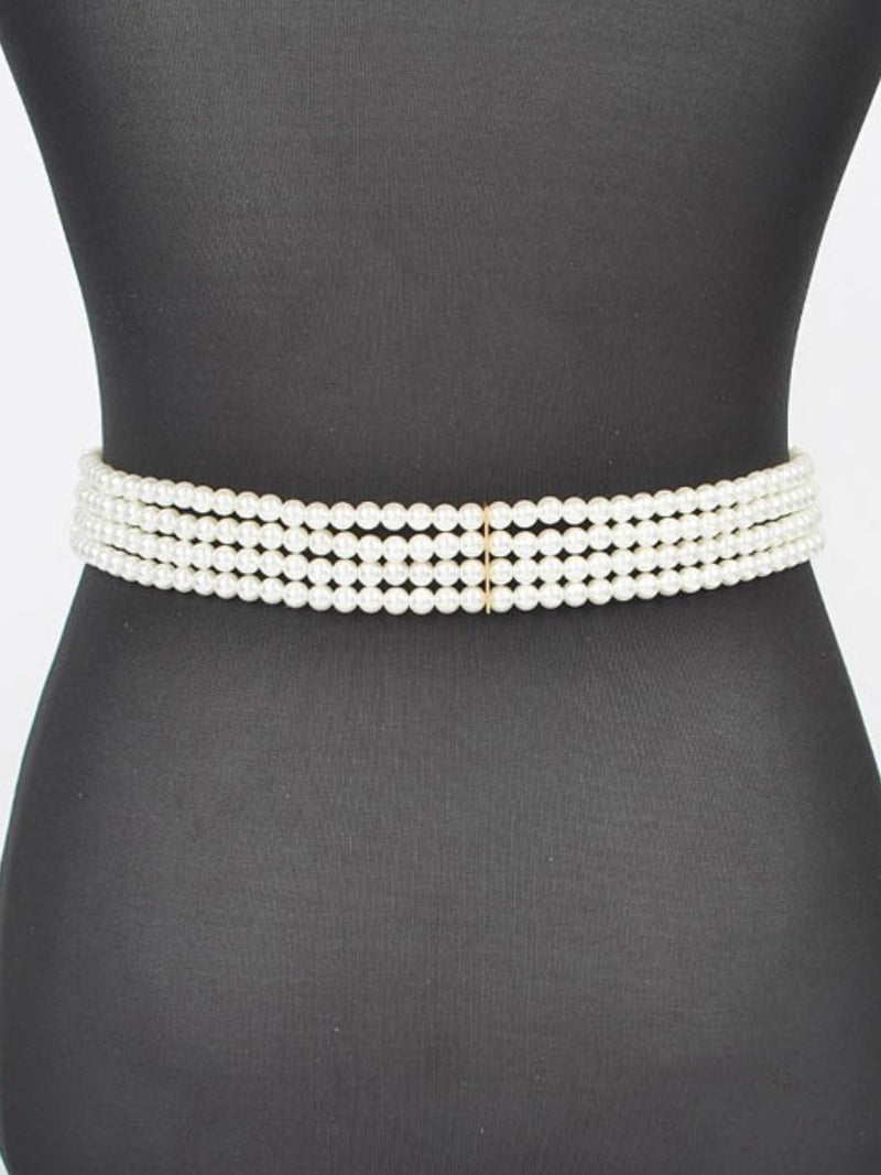 Large Flower Pearl Elastic Belt