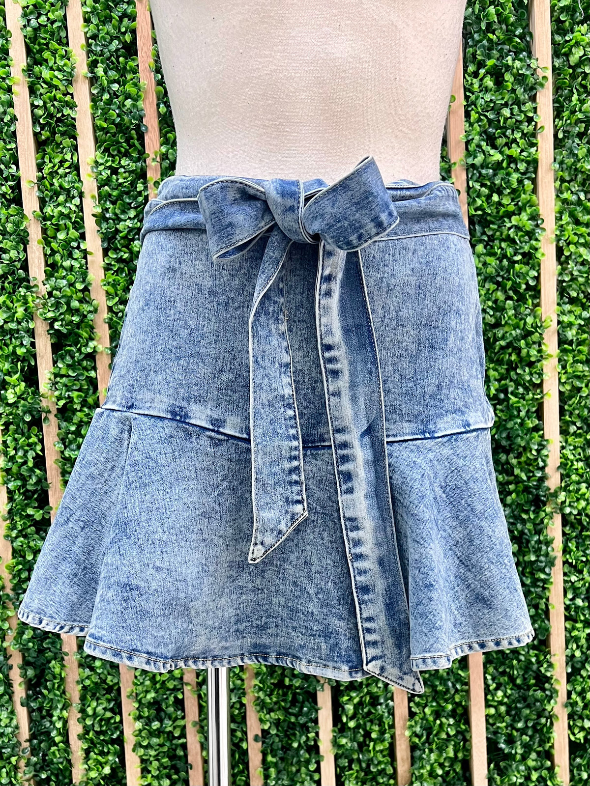 Self Tie Denim Skort