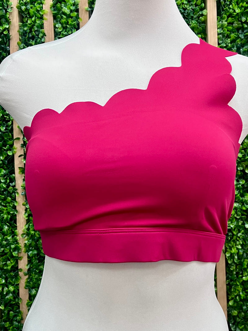 Scallop One Shoulder Sports Bra