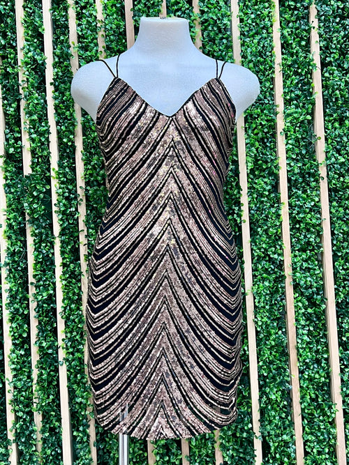 Black Gold Sequin Bodycon Dress