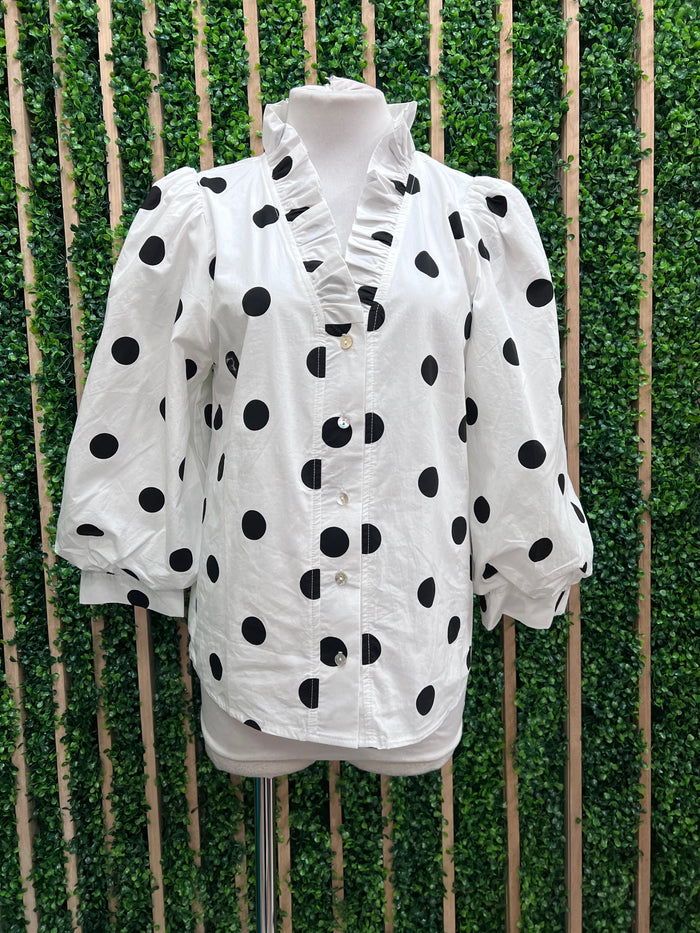 Ruffled Polka Dot Blouse