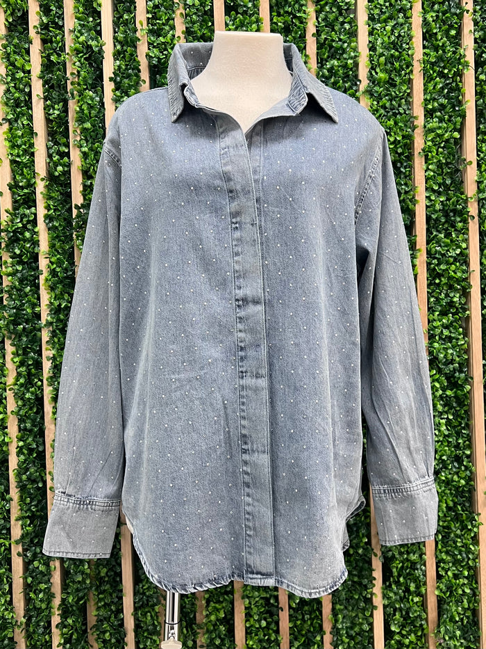 Mini Studs Denim Blouse