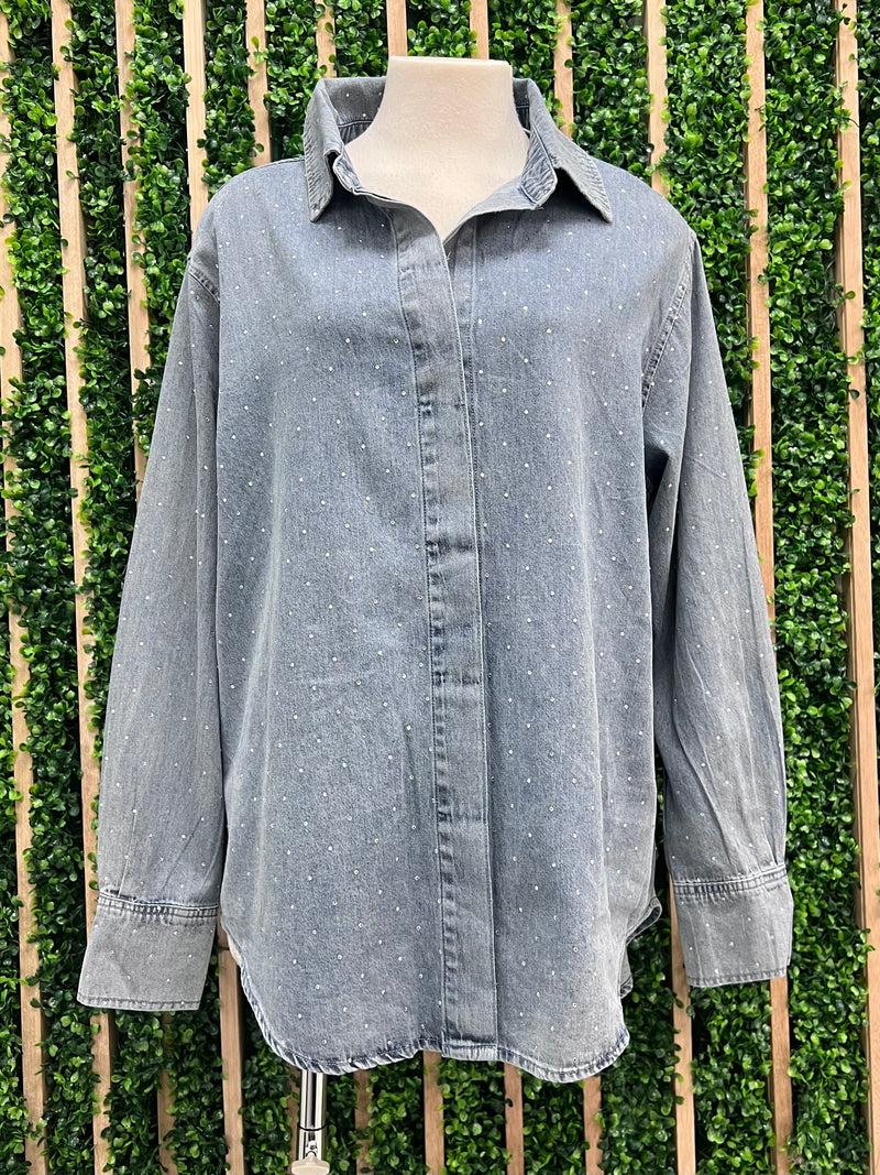 Mini Studs Denim Blouse