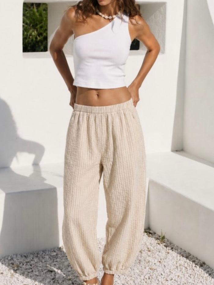 Sand Stripe Boho Balloon Pants