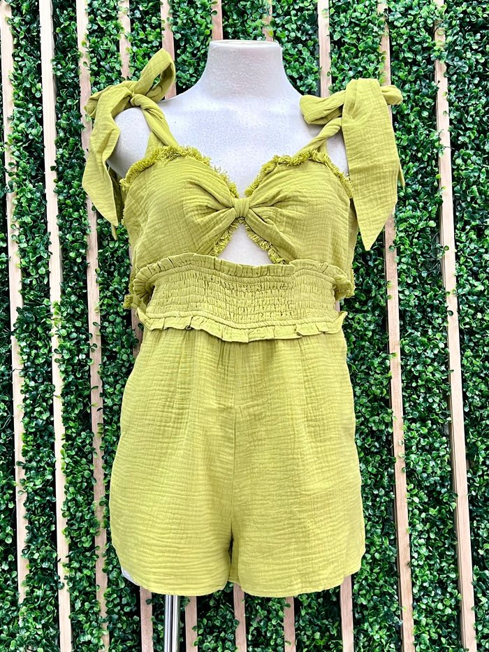 Beautiful Lime Cutout Romper