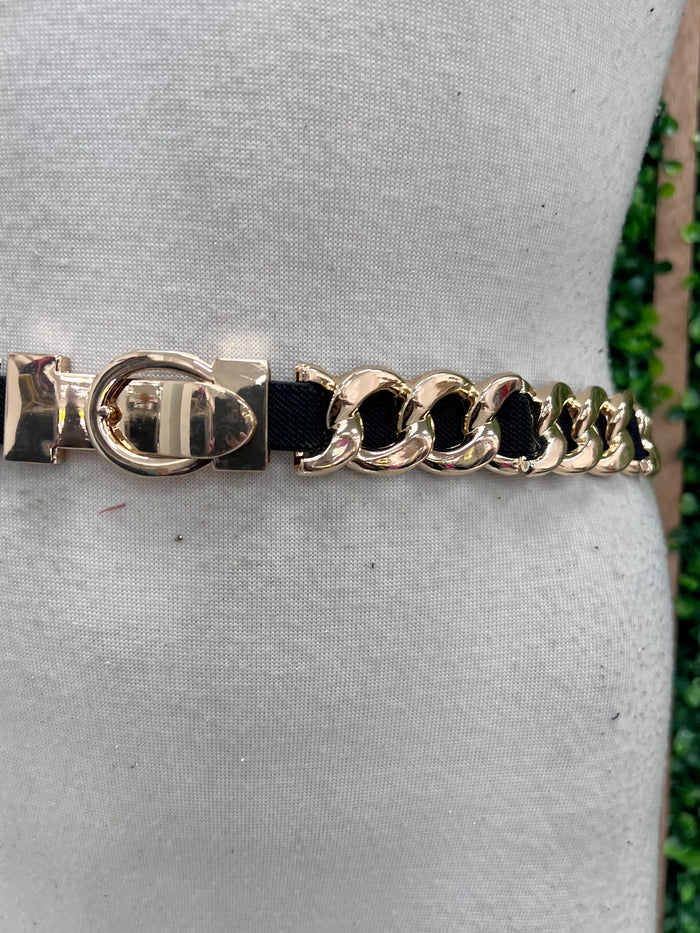 Small Gold Links Thin Stretch Belt