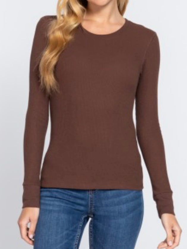 Everyday Long Sleeve Waffle Thermal Long Sleeve Top