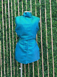 Metallic Teal Mini Skirt