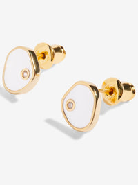 Little Moments Beau White Enamel Stud Earrings