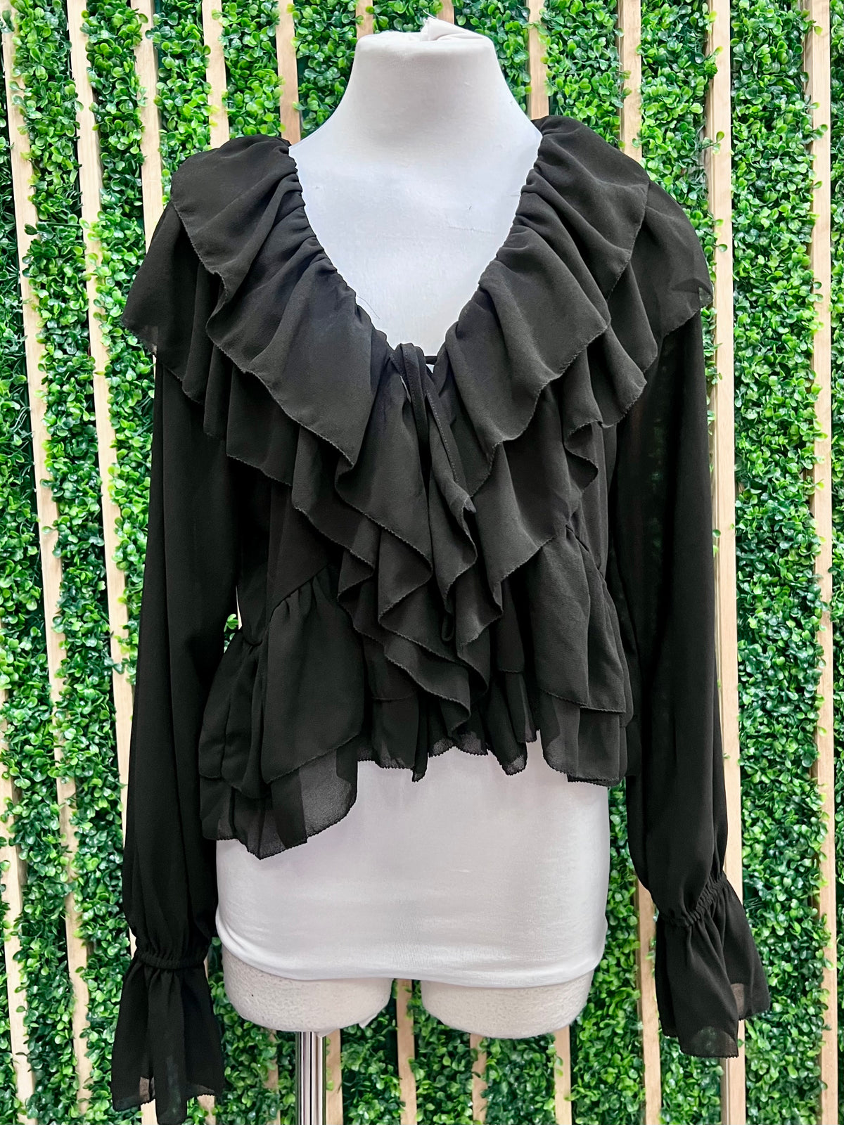 Romantic Ruffled Long Sleeve Boho Blouse