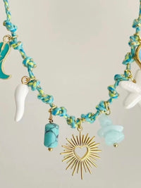 Starfish Tassel Cord Knot Stainless Steel Necklace