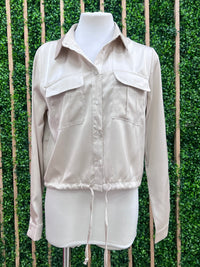 Satin Collared Button Down Blouse and Pant Set