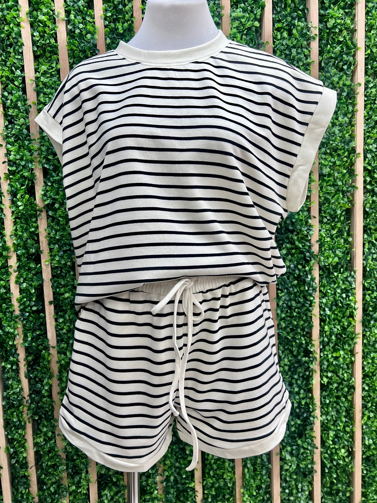 Striped Terry Short Pant Set