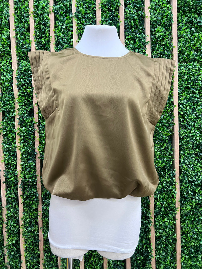 Pleat Detail Satin Crop Blouse