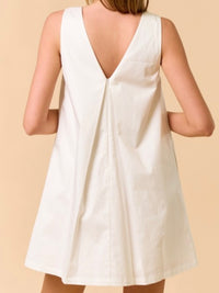 Textured Flower Detail Shirred Ivory Short Dress