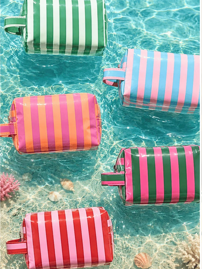 Fun Bright Waterproof Striped Cosmetic Bag