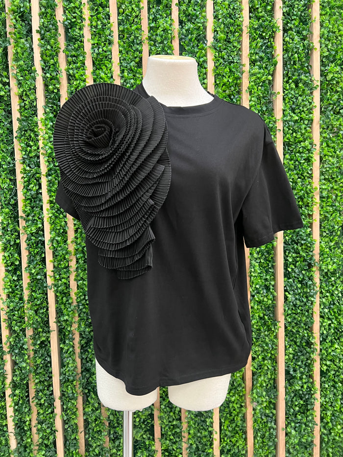 Large Flower Detail Tee Top