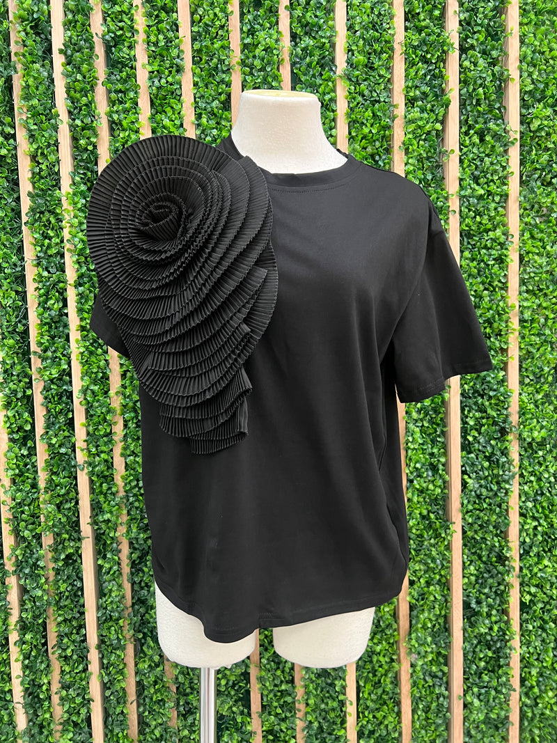 Large Flower Detail Tee Top