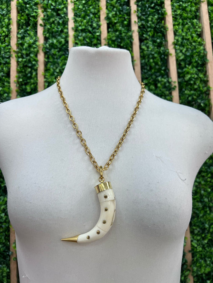 Cornicello Studded Gold Detail Long Necklace