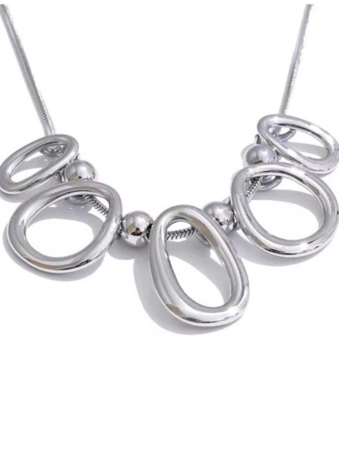 Stainless Steel Multi Ovals Necklace