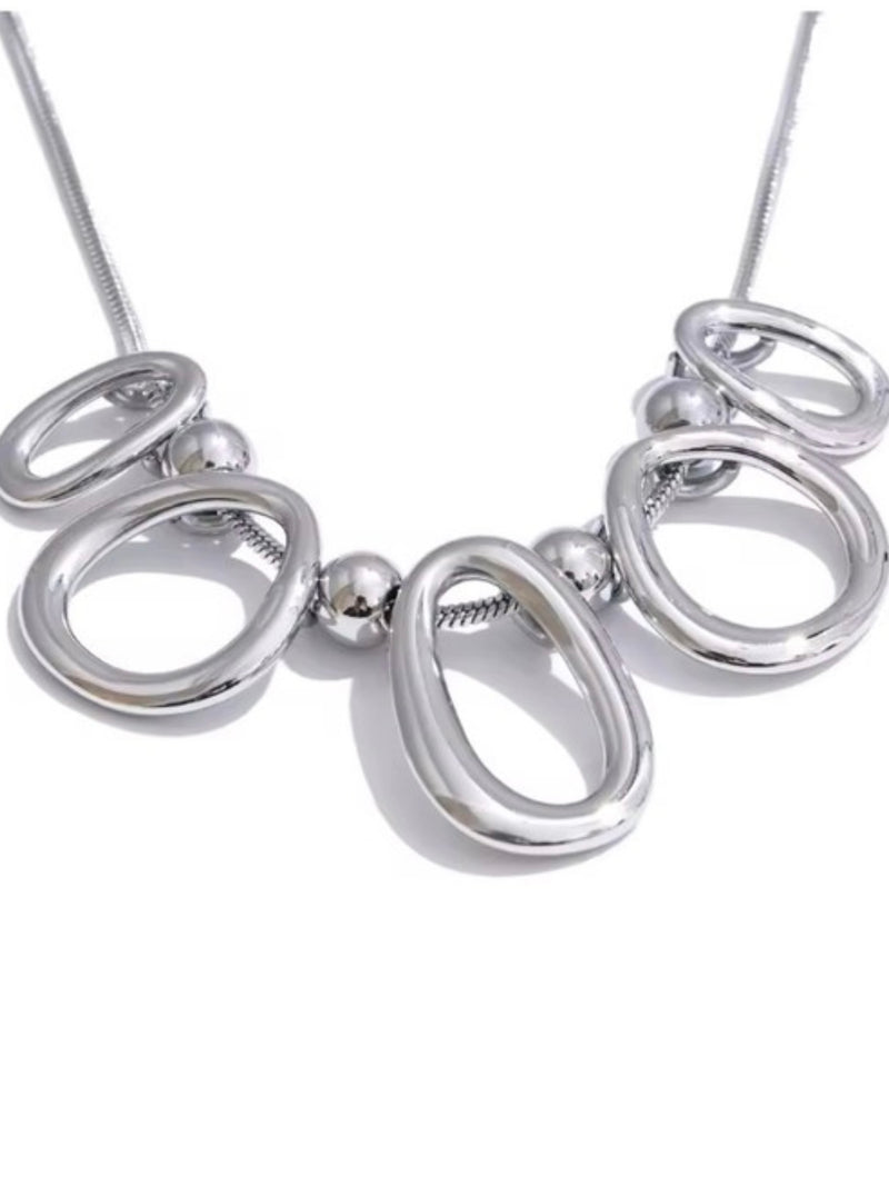 Stainless Steel Multi Ovals Necklace