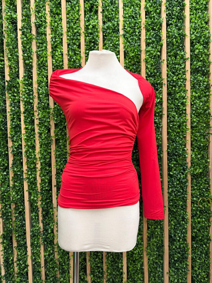 Asymmetric One-Shoulder Ruched Top