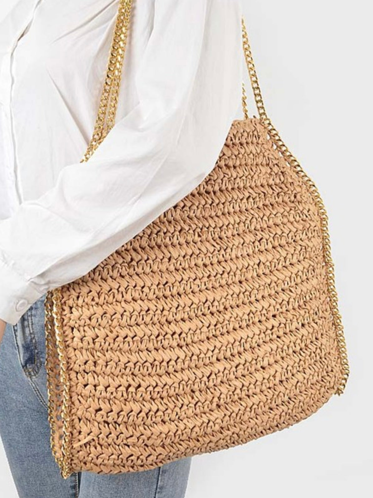 Chain Detail Hobo Bag