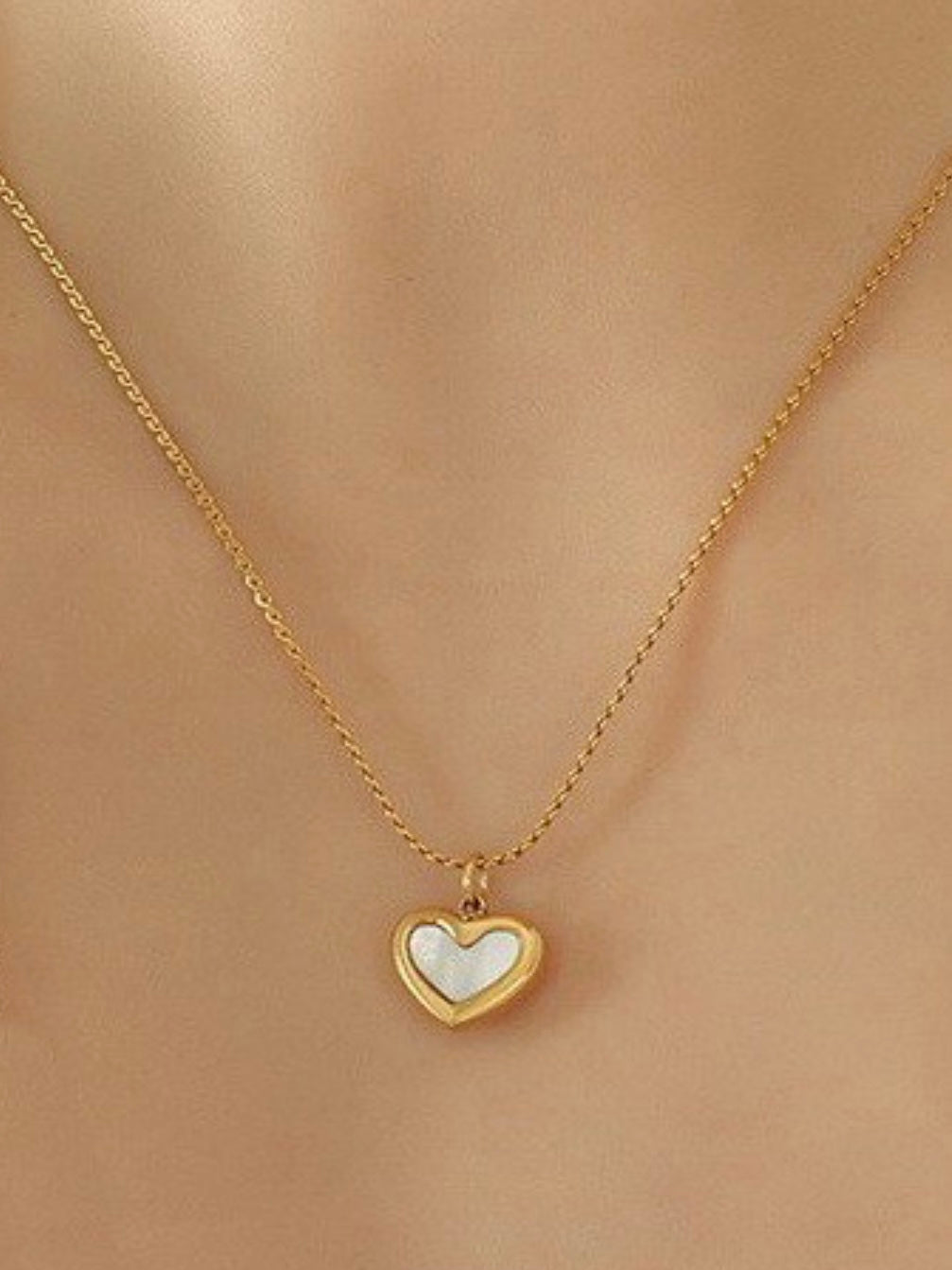 Stainless Steel Pearled Heart Necklace