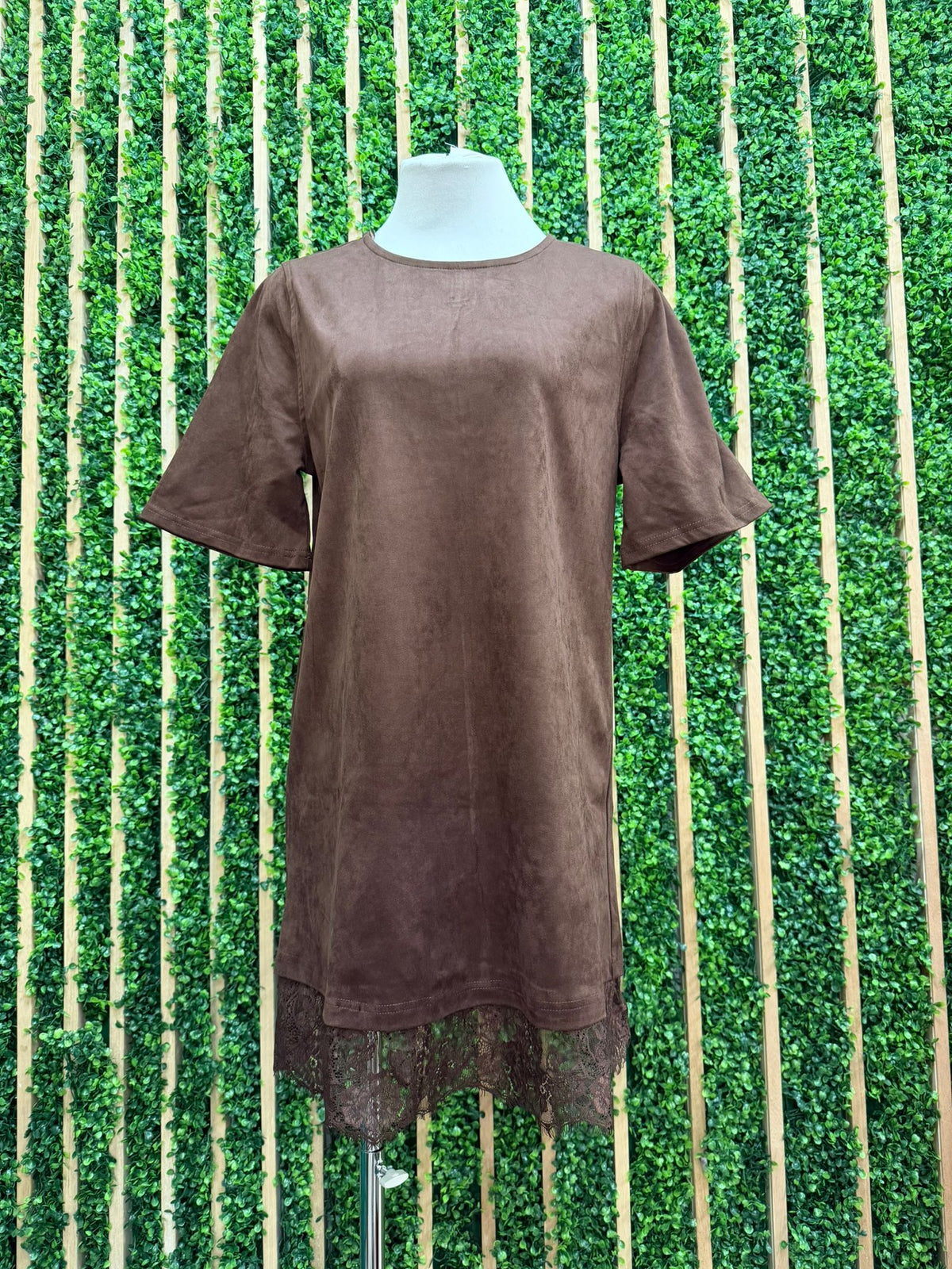 Luna Suede Lace Hem Dress