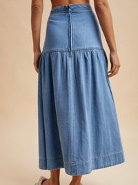 Lyocell Denim Yoke Detailed Maxi Skirt