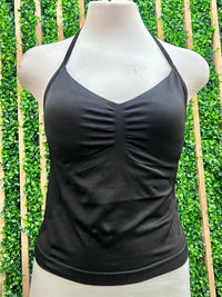 Black Ruched Halter Neck Tank Top