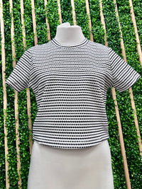 Ivory Navy Striped Dot Shirt