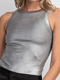 Metallic Coated Ribbed Full Tank Top