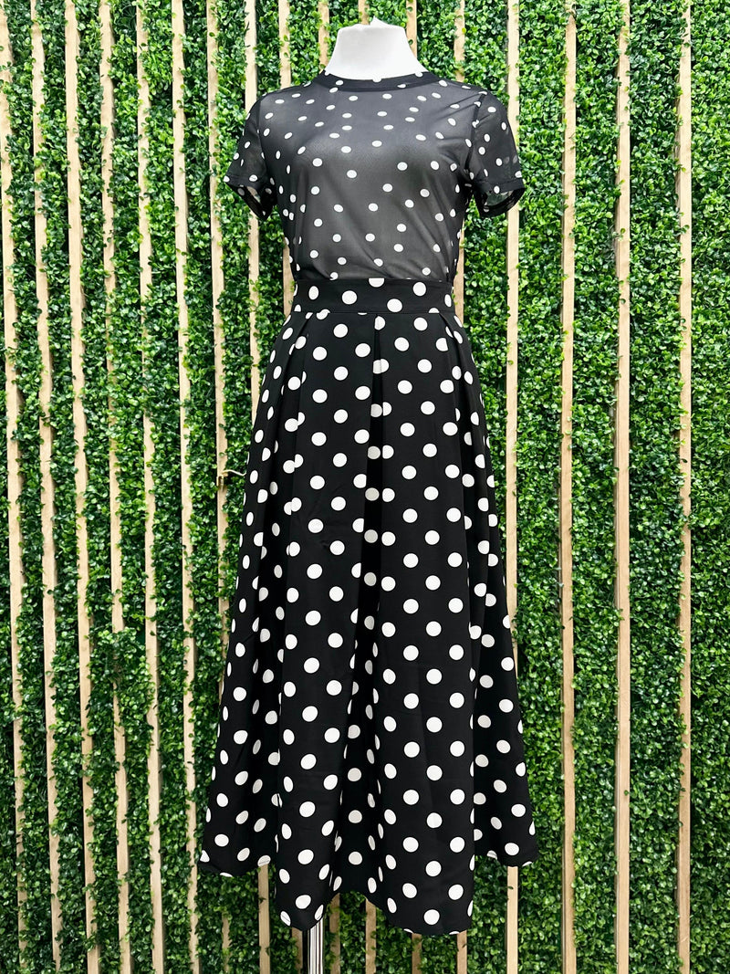 Polka Dot Midi Skirt