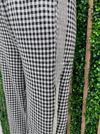 Rhinestone Trim Plaid Jogger Set