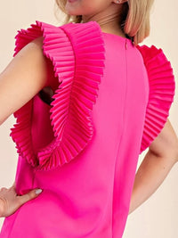 Pleated Shoulder Short Dress