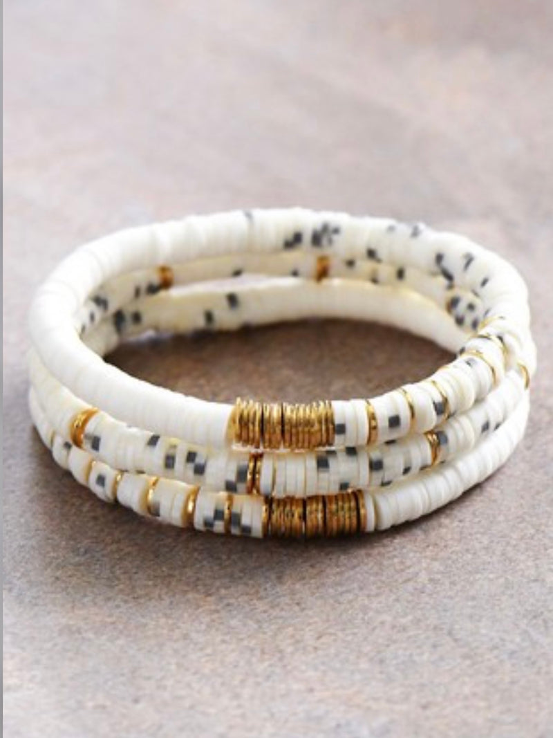 Rubber Flat Disc Bead Bracelet Set