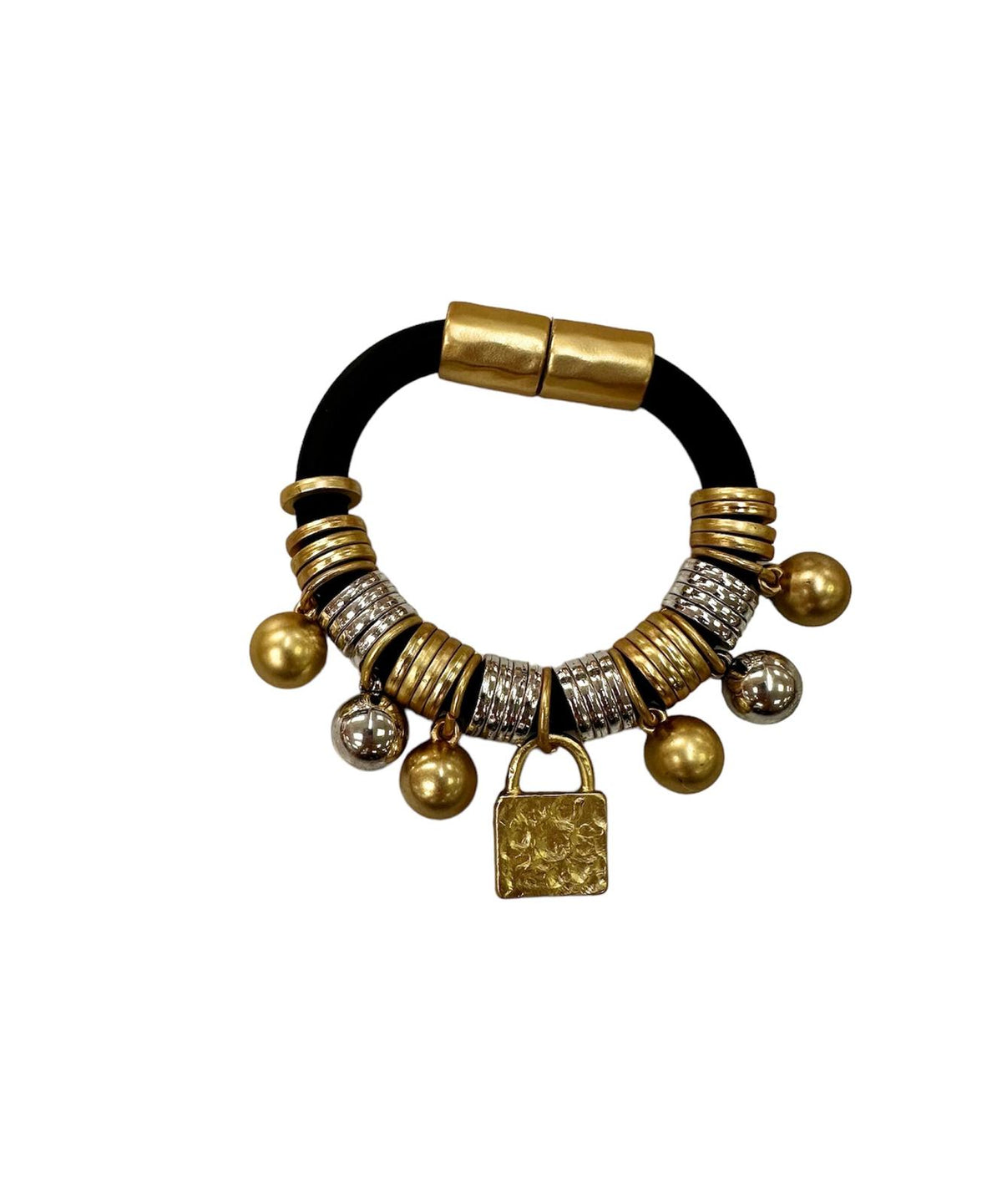 Lock Detail Multi Ball charm Bracelet