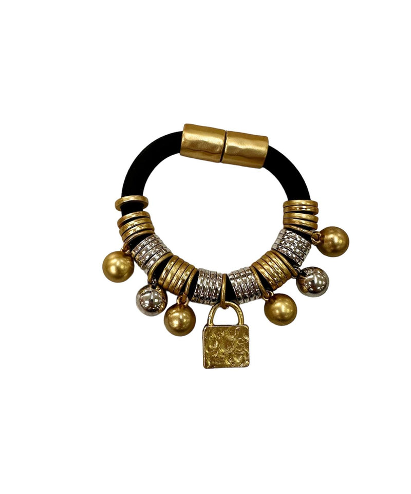Lock Detail Multi Ball charm Bracelet