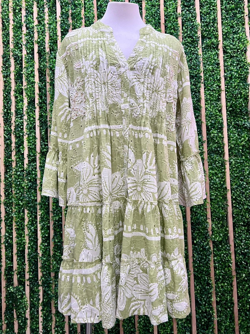 Italy Floral Eyelet Short Dress